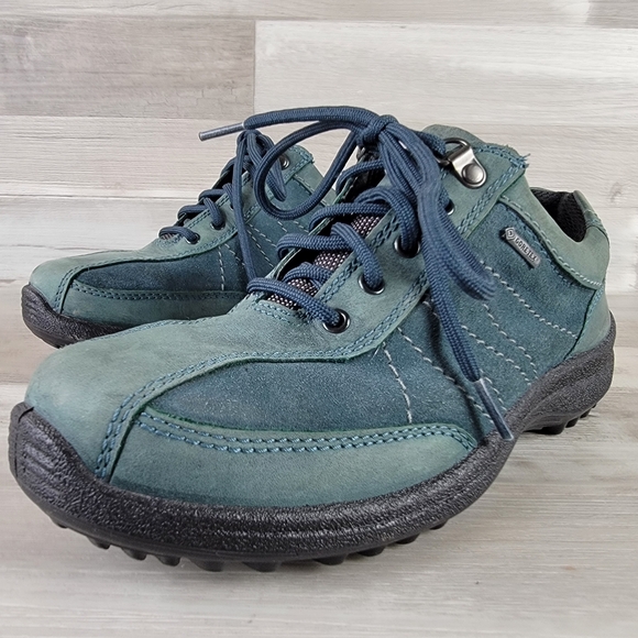 Hotter Goretex Blue Green Suede Leather Lace-Up Shoes Women's 8 - Picture 13 of 16